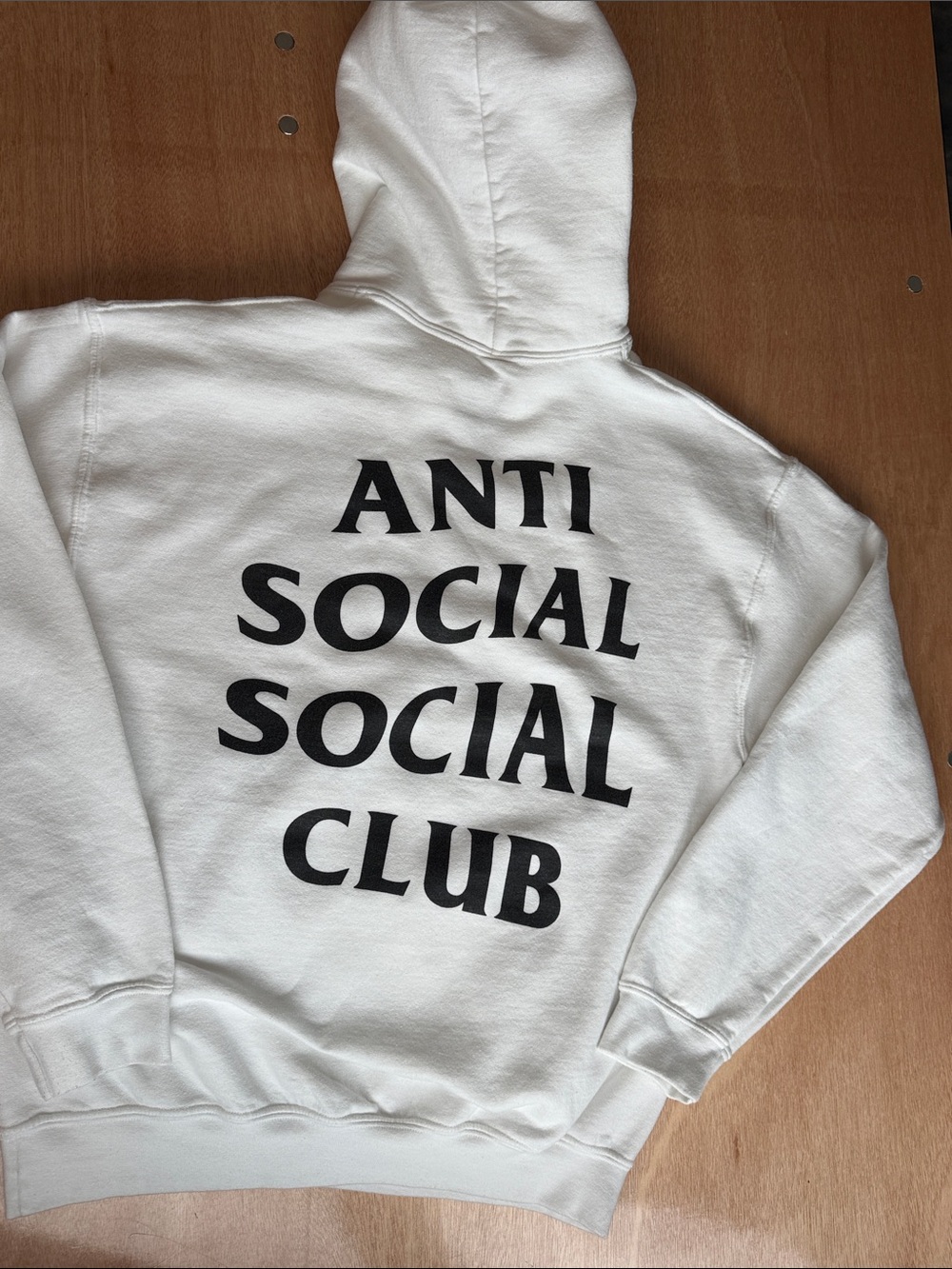 Anti Social Social Club White Hoodie with Black Stacked Logo